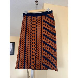 Women's Large Anthropologie Maeve Orange and Navy Pencil Skirt